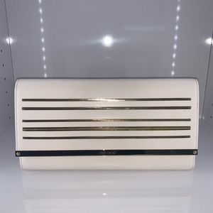 Jimmy Choo white leather with gold detail clutch